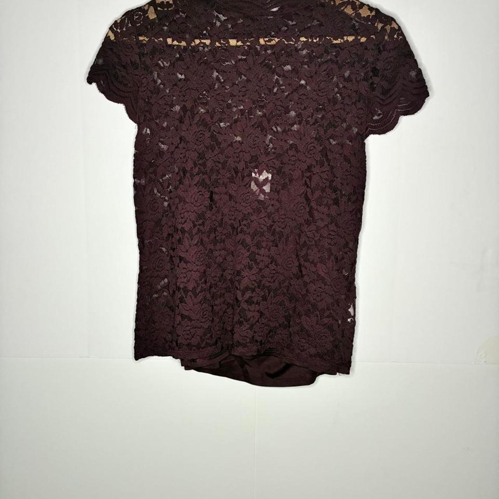 No Boundaries Burgundy Lace Top with Floral Design